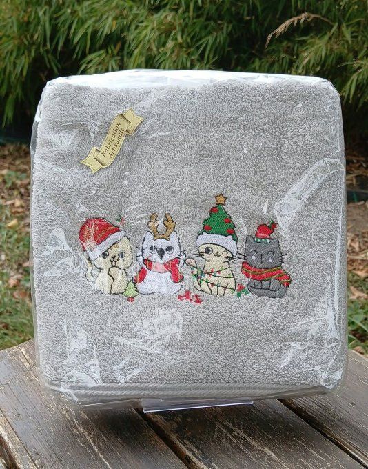 Serviette Chatons Noël